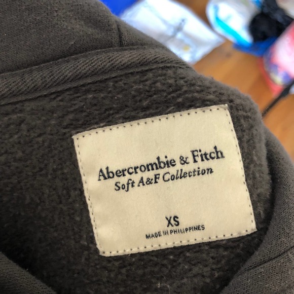 Abercrombie & Fitch Soft A&F Collection Color Block Hoodie size XS Gray Cream - Picture 12 of 13